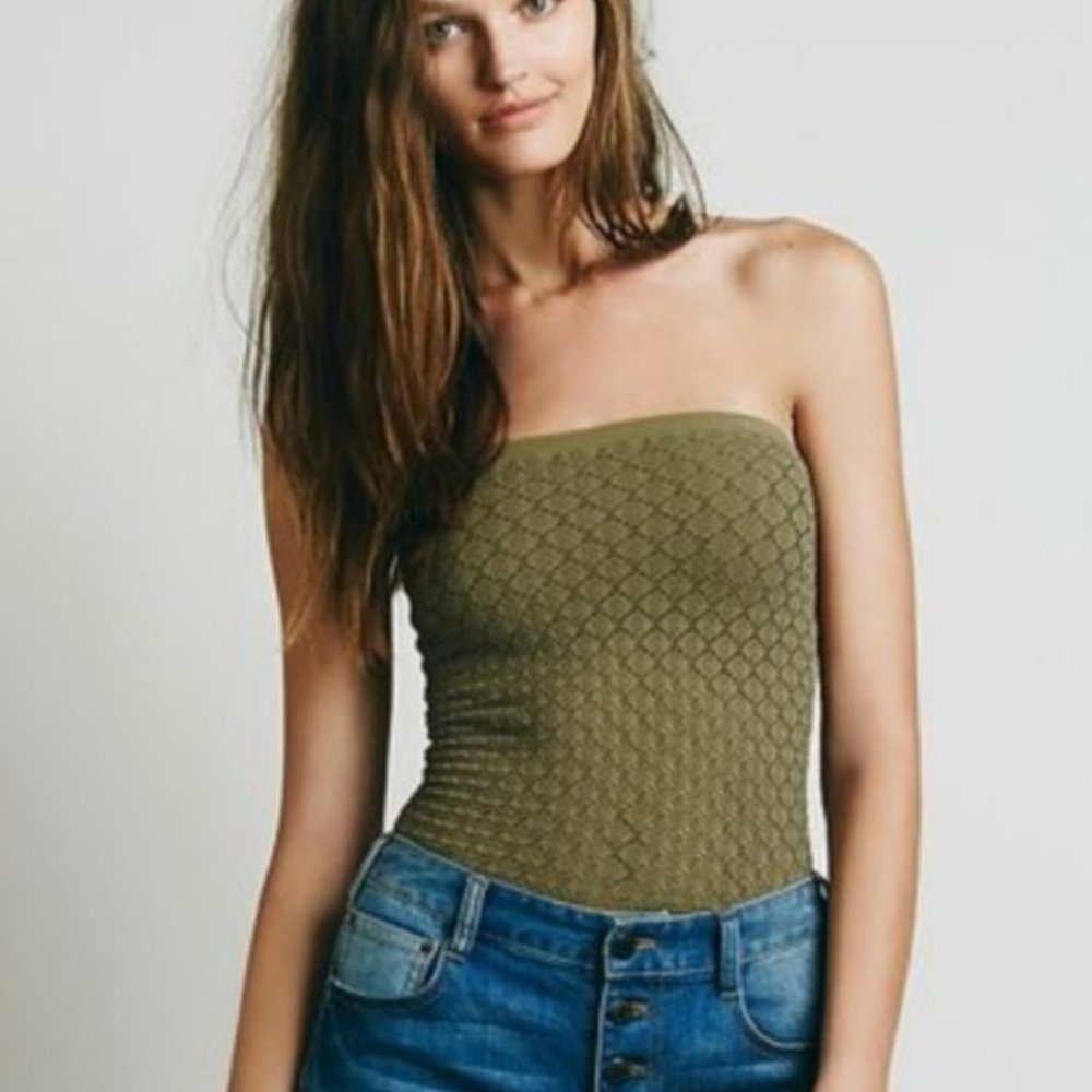 Intimately Free People Honeycomb Tube Top in Green, Size XS/S